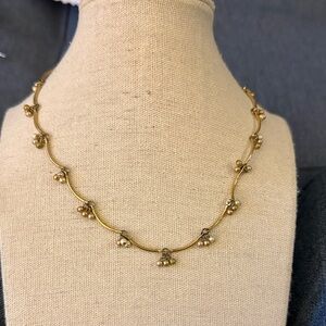 Monet Rare Vintage Vine Style Gold Tone Collar Necklace with Faux Pearls.